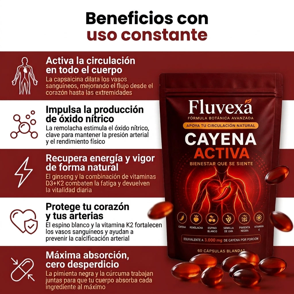 Fluvexa Capsaicina Activa® en cápsulas blandas - Reactiva tu Circulación Natural