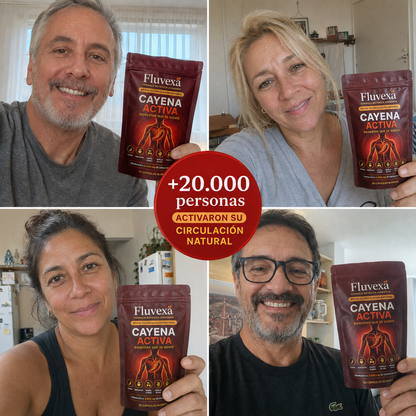 Compradores reales mostrando su pouch de Fluvexa Cayena Activa