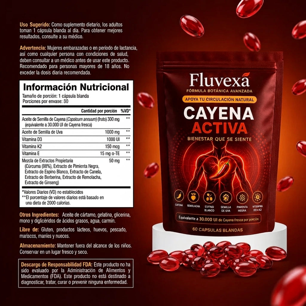 Fluvexa Capsaicina Activa® en cápsulas - Reactiva tu Circulación Natural